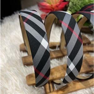 Headband, 1 inch plaid in black. NEW